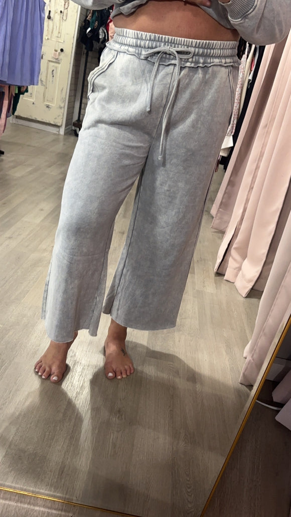 Acid Wash Palazzo Pants