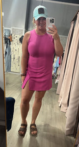 Fuchsia Ribbed Tennis Dress