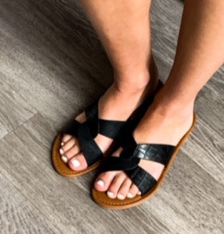 Black Cross Detail Sandal