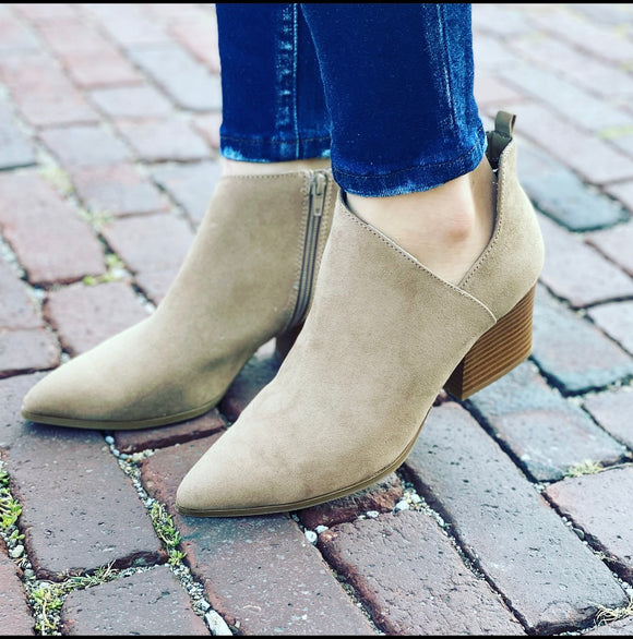 Taupe side Cut Casual Bootie