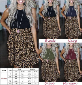 Leopard sleeveless dress with pockets